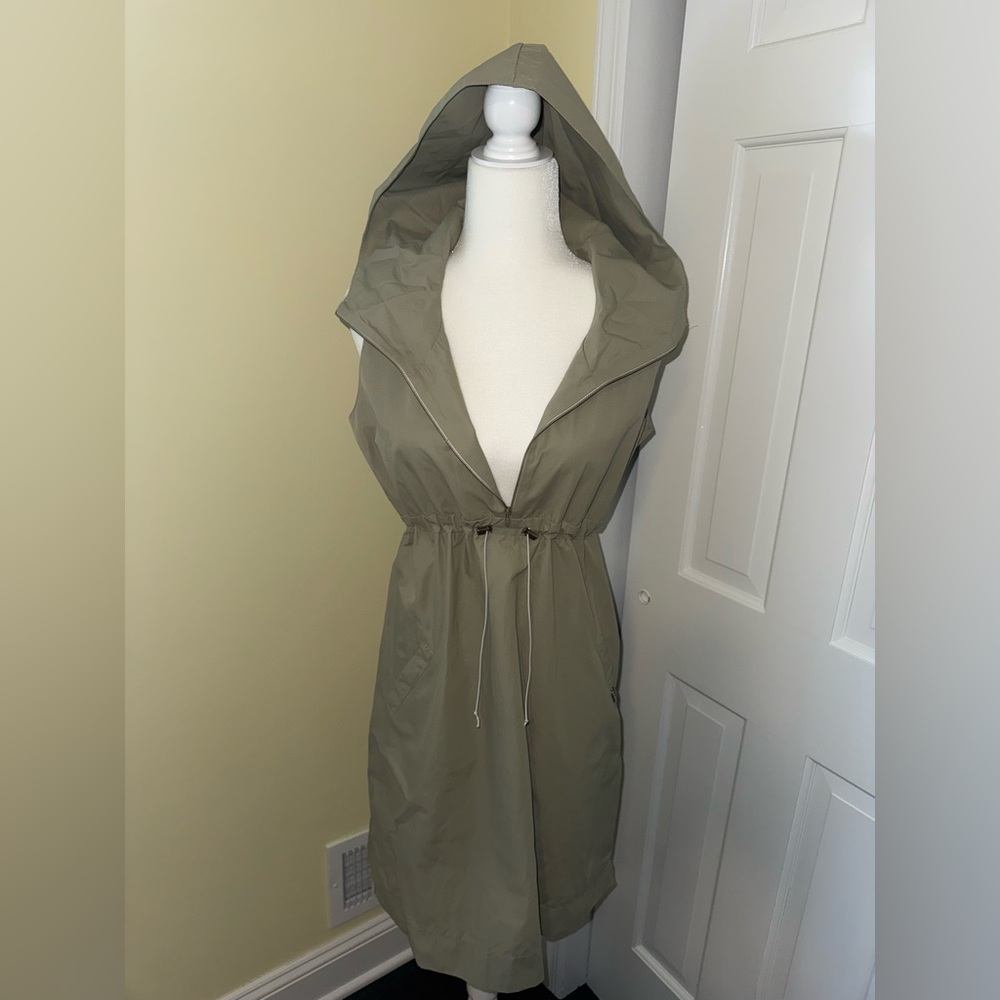 Vintage 90s B*TCH Axara Paris Olive Hooded Plunge Casual Athletic Dress Medium